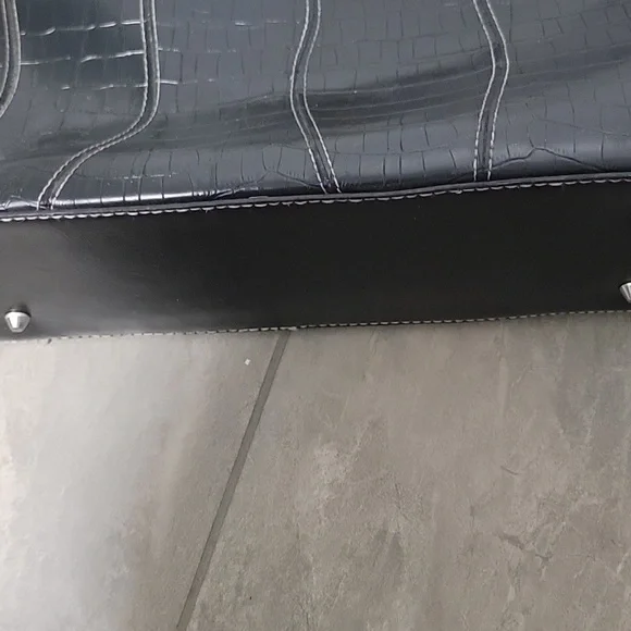 Faux Prada Black Leather Snakeskin Tote Bag Handbag - Picture 3 of 6